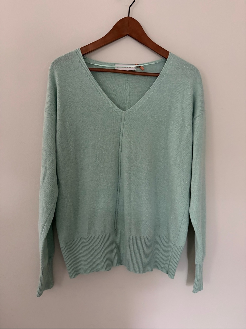 Bianco & Blue Women's V-Neck Mint Green Sweater Cashmere Silk Wool - NWT - Large